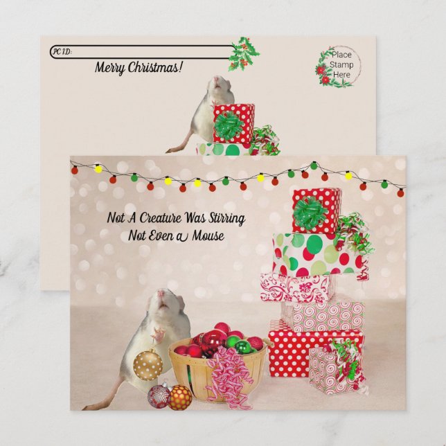 Carte Postale Traversée - Décoration De Rat Pour Noël (Devant / Derrière)