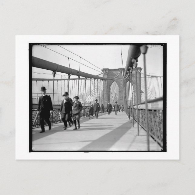 Carte Postale Traverser le pont Brooklyn, NY Vintage (Devant)