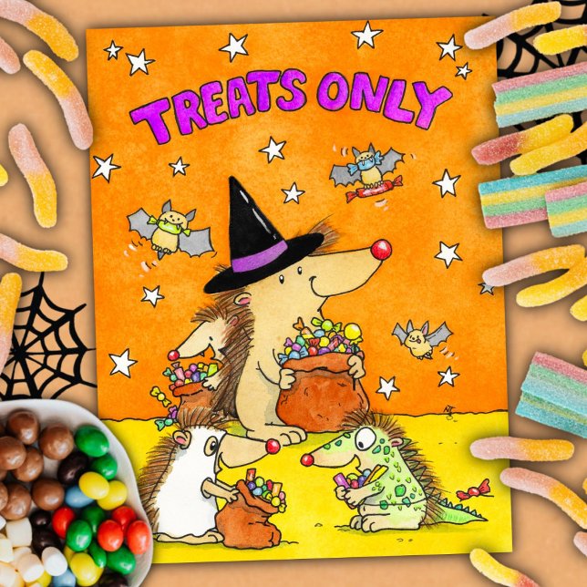 Carte Postale Treats Only - Hand-drawn Cartoon Halloween  (Créateur téléchargé)