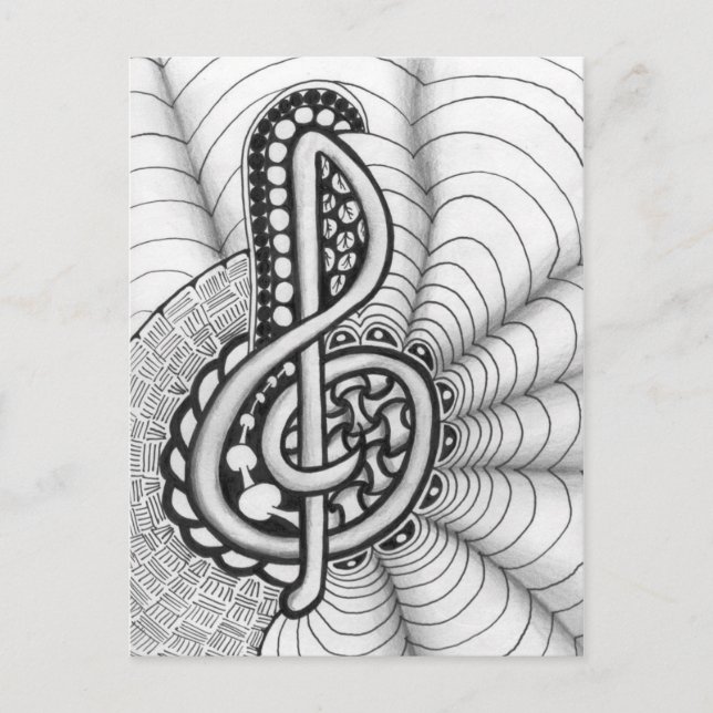 Carte Postale Treble Clef Music Doodle (Devant)