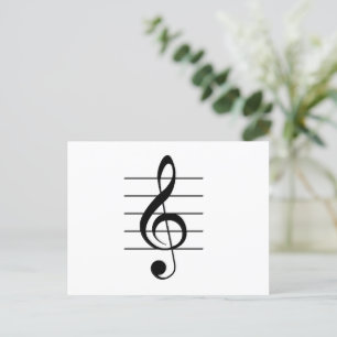 Carte Postale Treble Clef sur la musique du personnel Blanc Noir