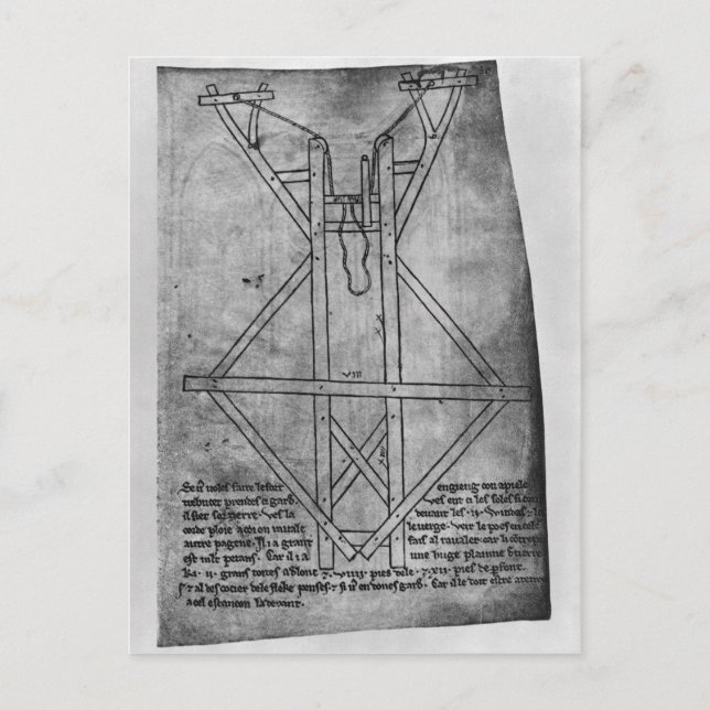 Carte Postale Trebuchet, machine à lancer des flèches (Devant)