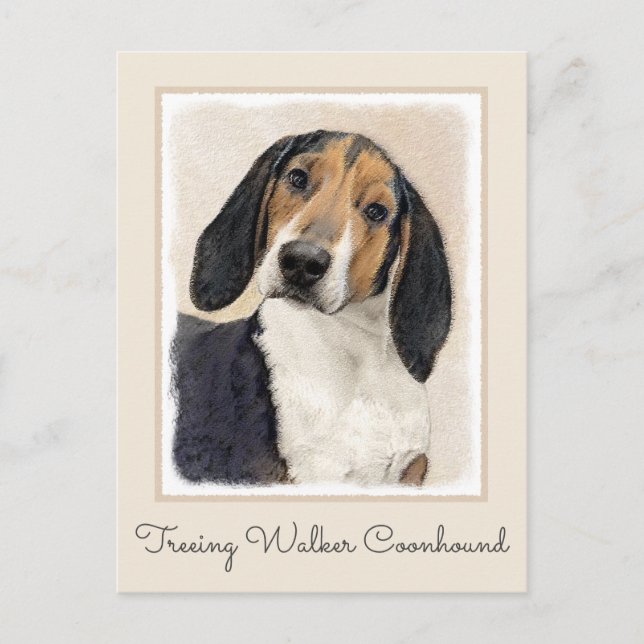 Carte Postale Treeing Walker Coonhound Peinture - Art original (Devant)