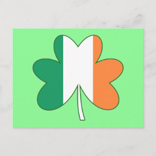 Carte Postale Trèfle de couleur du drapeau irlandais