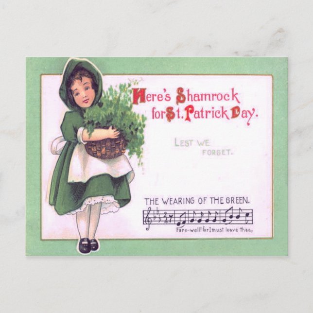 Carte Postale Trèfle de fille Porter du Vert (Devant)