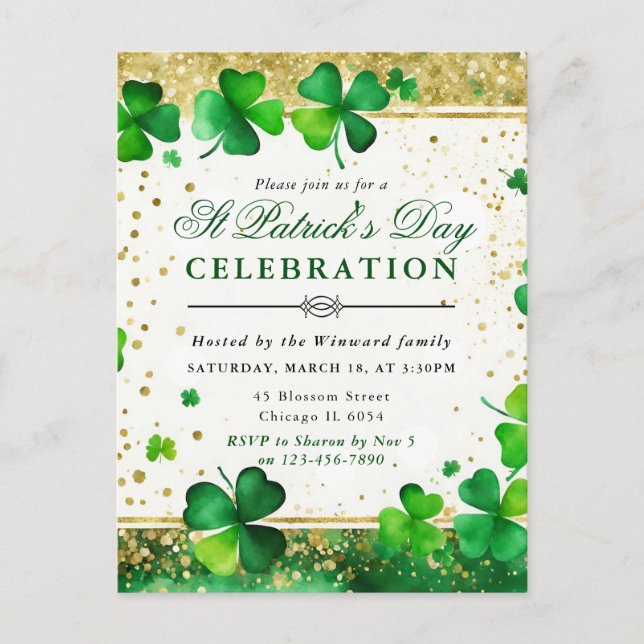 Carte Postale Trèfle de Saint-Patrick jour de la Saint-Patrick a (Devant)