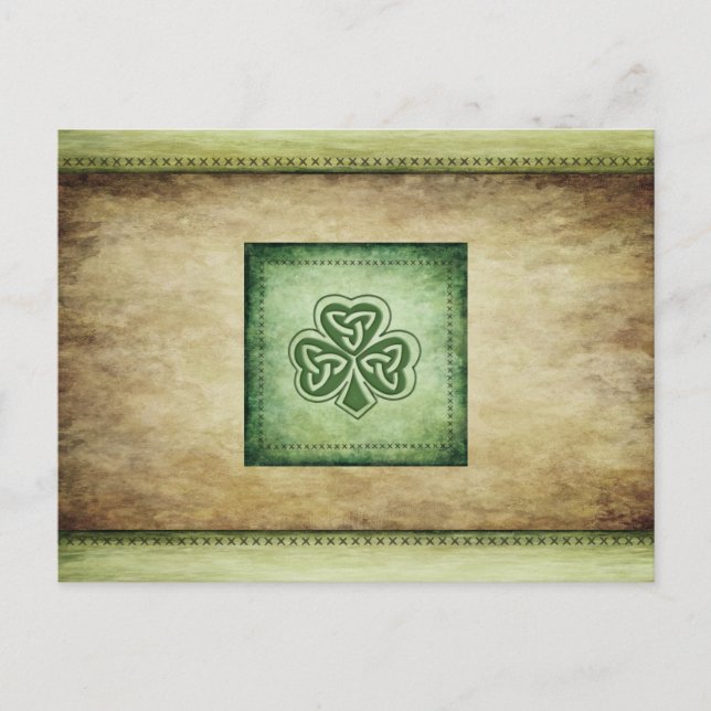 Carte Postale Trèfle irlandais vintage branché (Devant)