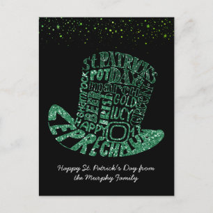 Carte Postale Trèfle Pailleté Leprechaun   Saint-Patrick