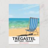 Trégastel, Bretagne France affiche de vacances à l