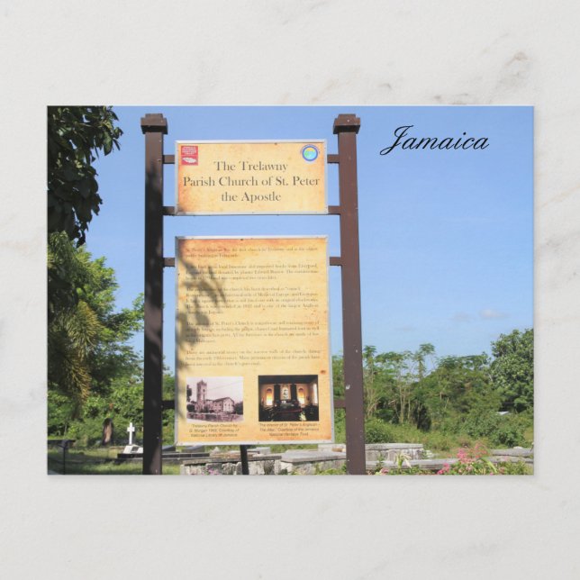 Carte Postale Trelawny Parish Church sign, Jamaica, photographe, (Devant)