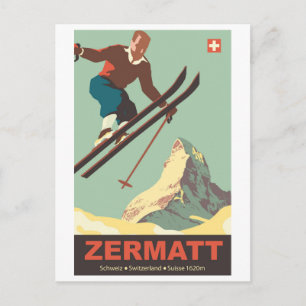 Carte Postale Tremplin de ski à Zermatt, Suisse