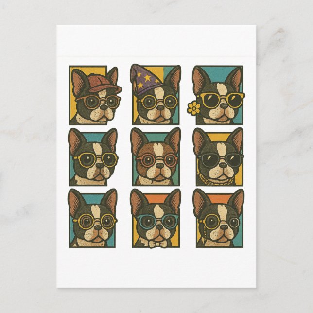 Carte Postale Trendsetters Boston Terrier (Devant)