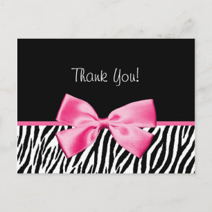 Carte Postale Trendy Black And White Zebra Print Rose Ribbon