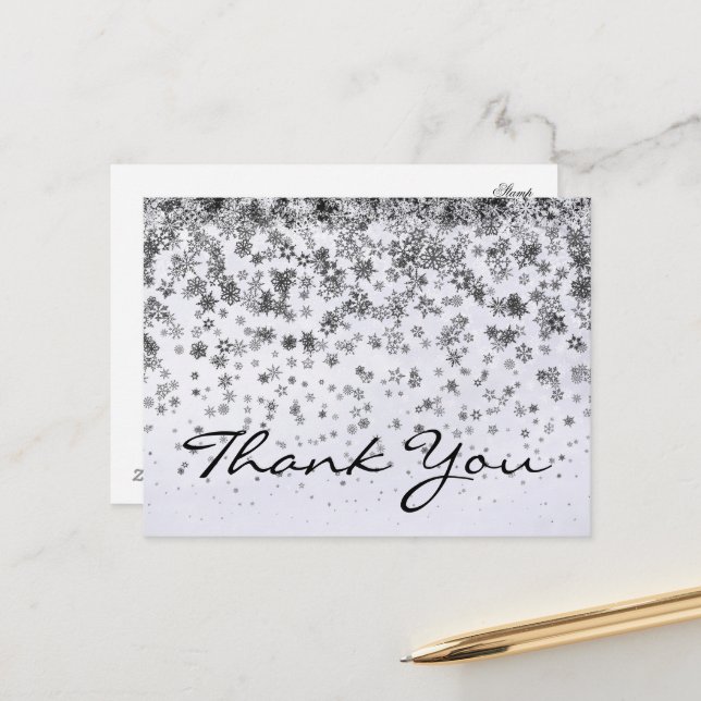 Carte Postale Trendy Inexpensiv Gold Glitter Black Thank You Pos (Devant/Arrière en situation)