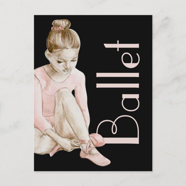 Carte Postale Trendy Modern Pink and Black Ballet Ballerina (Devant)