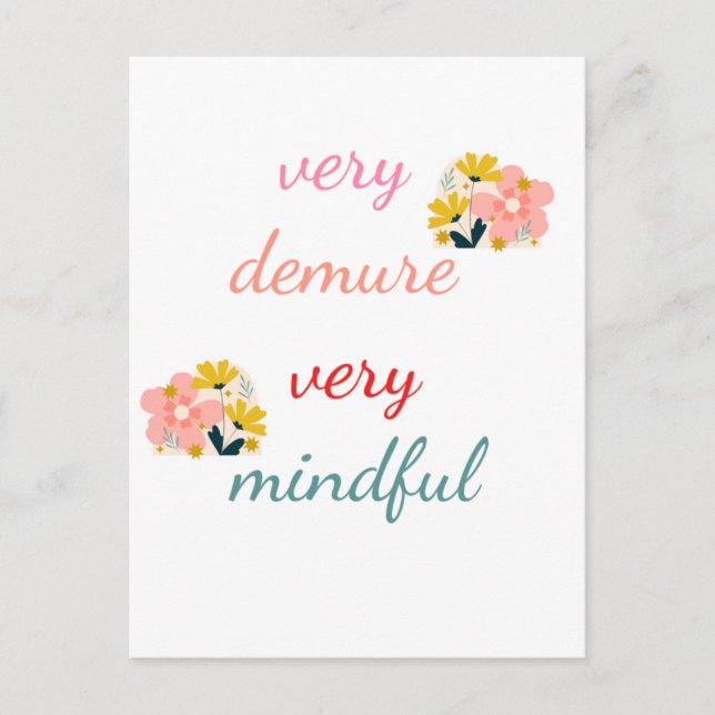 Carte Postale très Demure, très démodée très attentif (Devant)