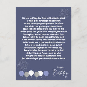 Carte Postale Très drôle poème pour l'anniversaire de maman