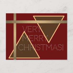 Carte Postale Très Joyeux Noël rouge brun or