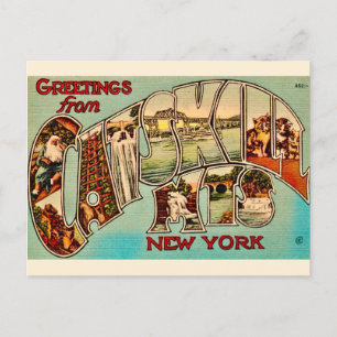 Carte postale très vintage des montagnes de Catski