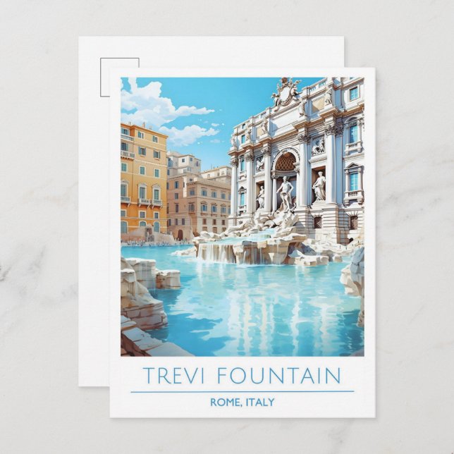 Carte Postale Trevi Fontaine Roma Italie Vintage voyage (Devant / Derrière)