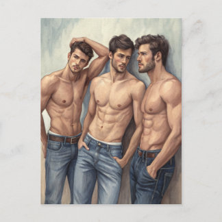 Carte Postale Triad of Desire: Modern Watercolor Realism
