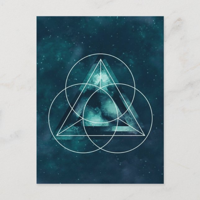 Carte Postale Triangle et cercles astronomiques géométriques ble (Devant)