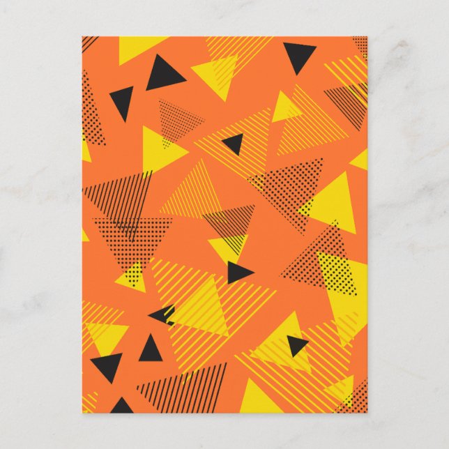 Carte Postale Triangles d'Art Moderne Abstrait Orange Jaune Noir (Devant)