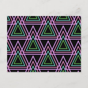Carte Postale Triangles géométriques néon rétro des années 80 de