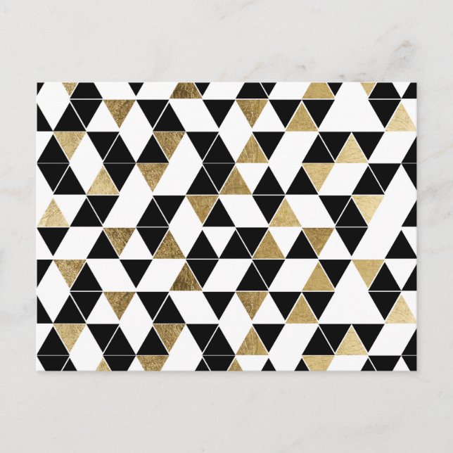 Carte Postale Triangles modernes en or noir, blanc et Faux (Devant)