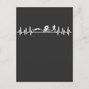 Carte Postale Triathlon battement de coeur Sportman Bike Swim Ru