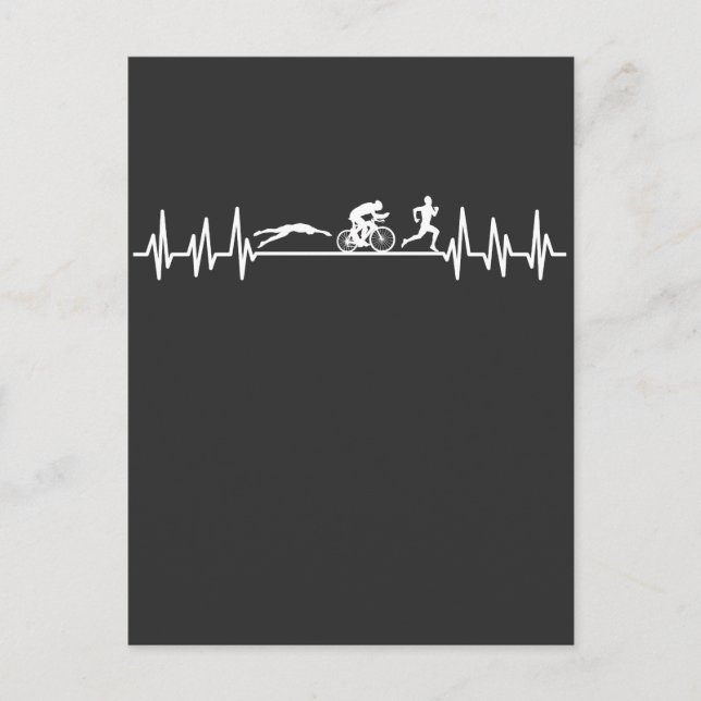 Carte Postale Triathlon battement de coeur Sportman Bike Swim Ru (Devant)