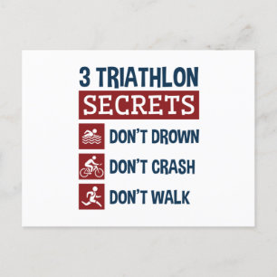 Carte Postale Triathlon Funny 3 Secrets Don't Drown Crash Walk
