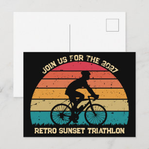 Carte Postale Triathlon personnalisé cyclisme rétro coucher de s
