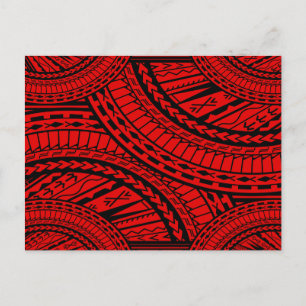 Carte Postale Tribal Aztec Art Rouge Noir