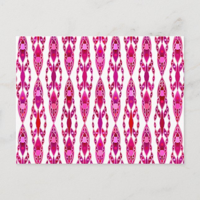 Carte Postale Tribal Batik - Burqundy et Fuchsia Pink (Devant)
