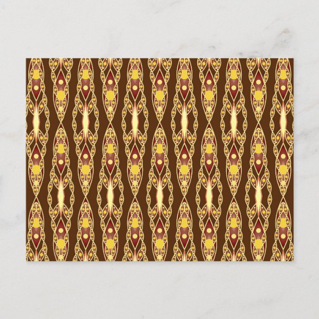 Carte Postale Tribal Batik - Chocolat Brown et beige (Devant)