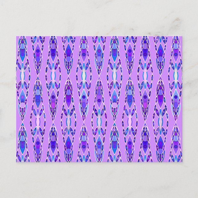 Carte Postale Tribal Batik - Lavender, Blue and Violet (Devant)
