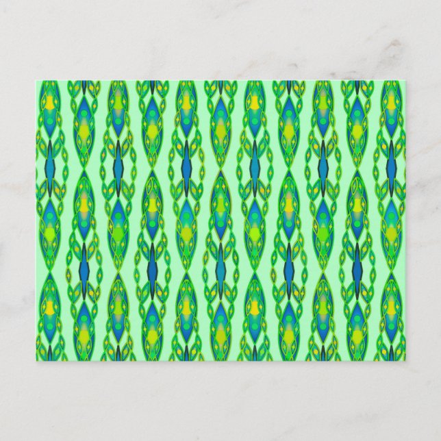 Carte Postale Tribal Batik - Mint, Emerald Green et Blue (Devant)