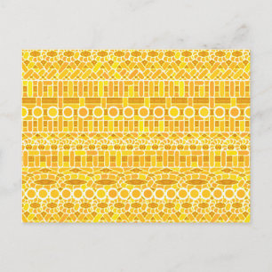 Carte Postale Tribal Batik - moutarde or et orange