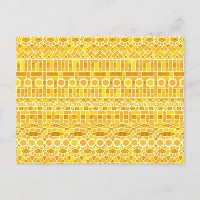 Carte Postale Tribal Batik - moutarde or et orange (Devant)