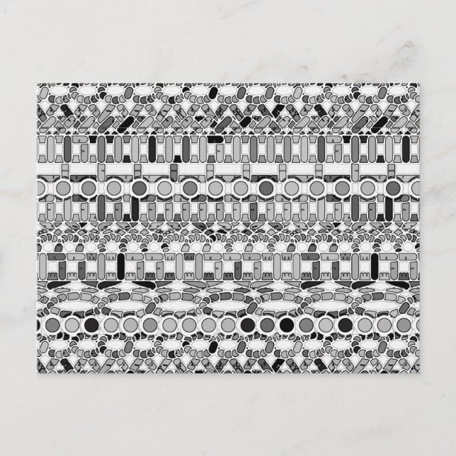 Carte Postale Tribal Batik - nuances de gris / gris (Devant)