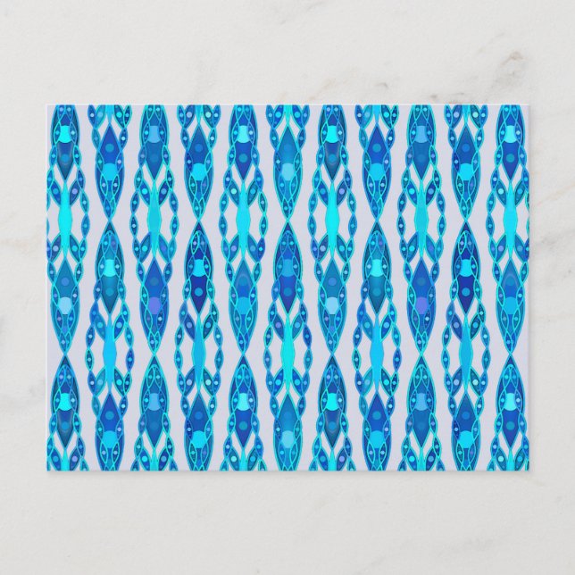 Carte Postale Tribal Batik - Sapphire Blue et Silver Grey (Devant)