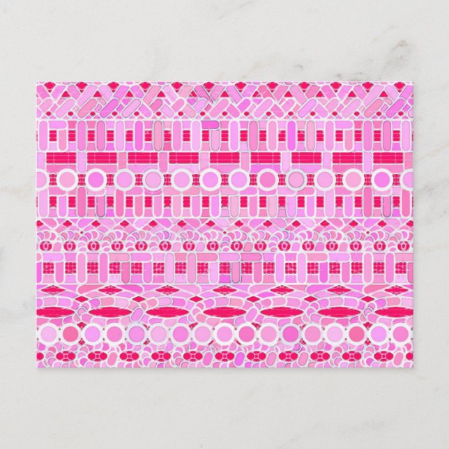 Carte Postale Tribal Batik - tons roses (Devant)