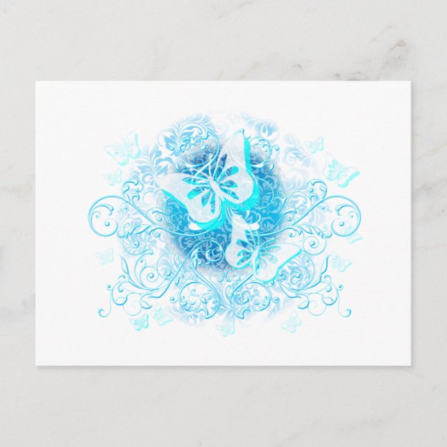 Carte Postale Tribal des papillons bleus (Devant)