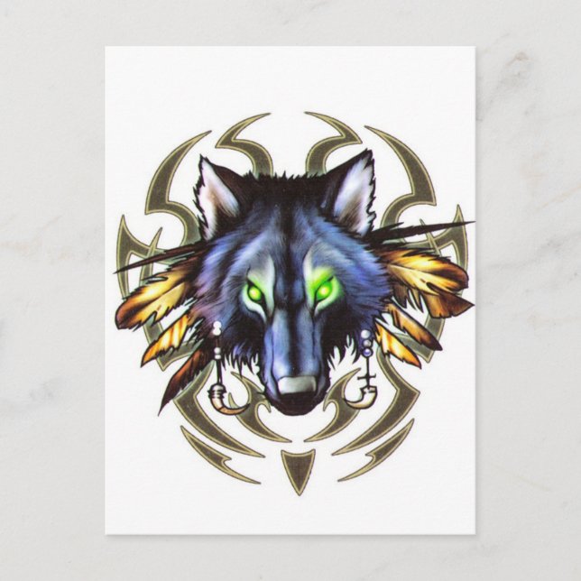Carte Postale Tribal wolf tattoo design (Devant)
