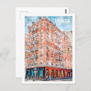 Carte Postale Tribeca New York célèbre Voyage Aquarelle croquis