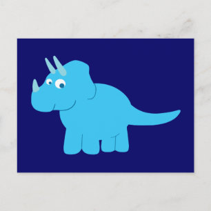 Carte Postale Tricératops bleu Dinosaur