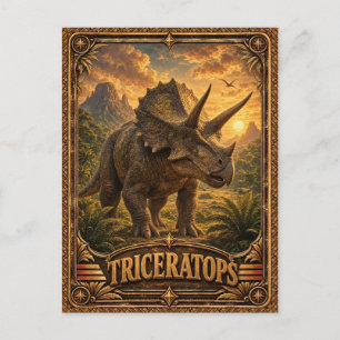 Carte Postale Triceratops Dinosaure, Art Vintage