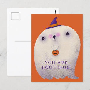 Carte Postale Trick de déco d'Halloween ou traiter un joli fantô