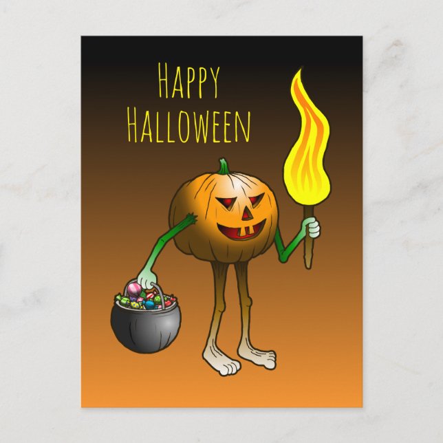Carte Postale Trick or treat avec Jack O'lantern (Devant)
